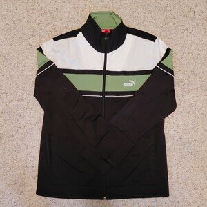 PUMA Black White & Olive Green Track Jacket Size Small